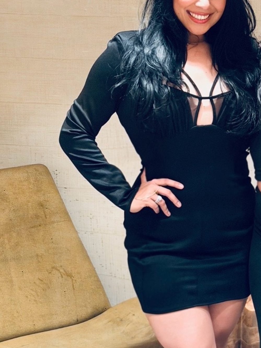 Little Black Dress with open back .